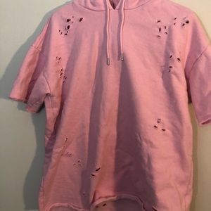 pink distressed hoodie